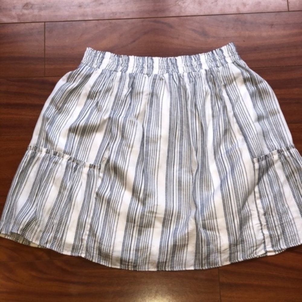 LOFT Blue and White Striped Skirt